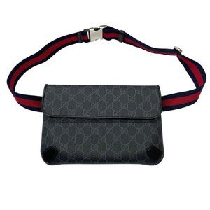 GUCCI Small Belt Bag 792091 Men's GG Supreme Waist Shoulder Black